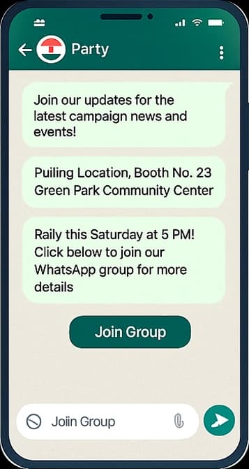 Political Voter Engagement WhatsApp Mobile